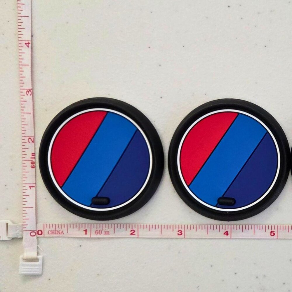 BMW M Car Cup Holder Coaster Center Console Liner 2.5" Striped Coasters NEW